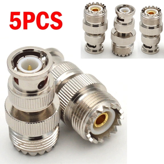 5PCS BNC Male Plug To UHF PL-259 SO239 Female RF Coaxial Adapter Cable Connector