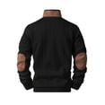 thumbnail image 6 of LYSMORA Men's Knit Stand Collar Button Pullover Sweater, Contrast Splice Elbow Patch Long Sleeve Casual Tops, 6 of 6
