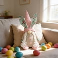 thumbnail image 5 of Free Express Easter Bunny Ear Plush Gnome Figurines Handcrafted Spring Decor with Knit Hat Floral Ears for Home Tabletop Mantel Decorations, 5 of 6