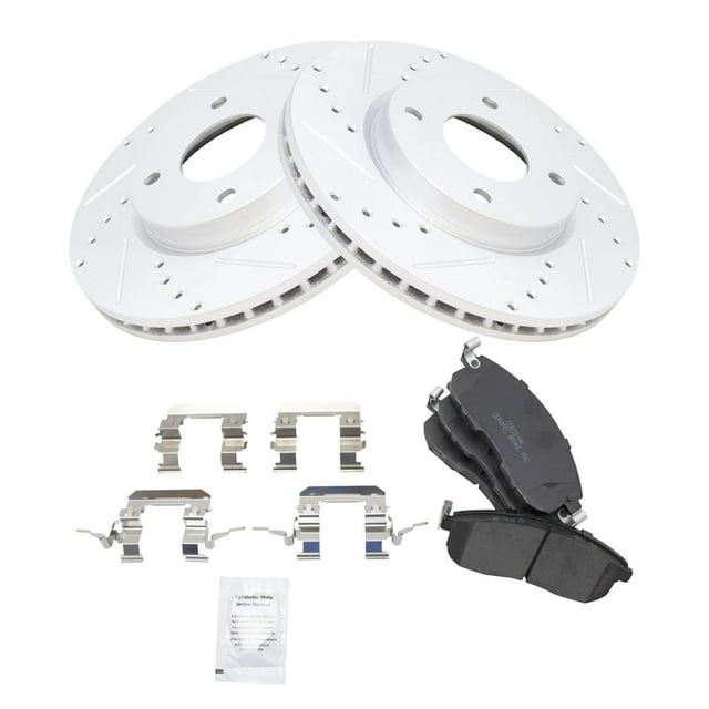 Front Performance Brake Pad & Rotor Kit Brake Pads Brake Rotors Set Ceramic Premium G-Coated Compatible with 2009-2014 Nissan Cube 2007-2012 Sentra Versa