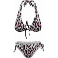 thumbnail image 5 of SKQIT Women's Leopard Bikini Sets 2 Piece Bathing Suits Sexy Halter Bikini Swimsuits Side Tie Thong Bottom Swimwear, 5 of 7