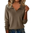 thumbnail image 2 of AUNVITO Women's V-Neck Slim Fit Long Sleeve Knit Sweater with Lightweight Comfort, 2 of 9