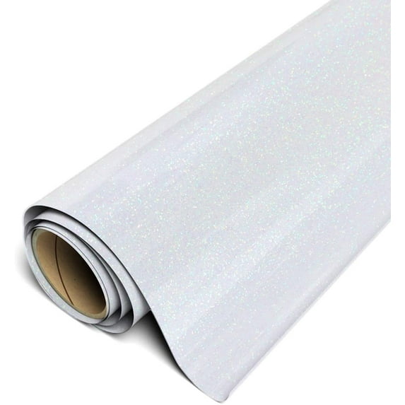 Siser Glitter HTV Iron On Heat Transfer Vinyl 20" x 15ft (5 Yards) Roll - Rainbow White