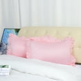 thumbnail image 2 of Unique Bargains 4-Piece Satin Ruffled Edge Pillow Shams, Standard, Pink, 2 of 7