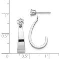 thumbnail image 3 of Real 14kt White Gold J Hoop With CZ Earring Jackets; for Adults and Teens; for Women and Men, 3 of 3