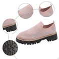 thumbnail image 6 of Rokment Women's Glitter Rhinestones Platform Walking Shoes Comfortable Slip on Socks Chunky Mid Heel Oxfords Casual Dress Fashion Sneakers Light Pink Size 6.5, 6 of 8