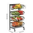 thumbnail image 2 of 4-Tier Kitchen Carts on Wheels Adjustable Metal Large Capacity Fruit Vegetable Storage Basket Pantry Utility Cart with Mesh Baskets for Kitchen Bathroom Living Room Office, 2 of 7