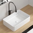 thumbnail image 2 of 19.69" Rectangular Ceramic Vessel Sink - Milk White Above Counter Bathroom Vanity Sink, Deep Basin with Splash-Free Design, Modern Porcelain Art Basin, 2 of 7