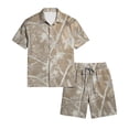 thumbnail image 5 of Dwelliawo Men's Camouflage Tree Print 2 Piece Outfit Short Sleeve Shirt and Drawstring Shorts Set Casual Loose Fit Summer Outfits for Outdoor Activities and Daily Wear Beige 3xL, 5 of 5