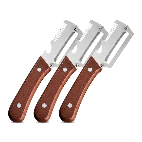 umfmouf 2026 3-in-1 Stainless Steel Peeler – Multi-Functional Vegetable & Fruit Peeler with Wooden Handle, for Peeling & Shredding