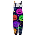 thumbnail image 5 of Gunia Toddler Girls Halloween Outfit Flannel Pumpkin Kids Suspender Romper Loose Harem Style Jumpsuit Festive Party Outfits Dark Blue 3-4 Years, 5 of 5