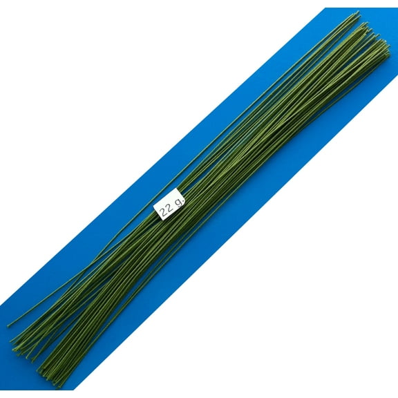22 Gauge Green Cotton Covered Floral Wire - 40 feet per bundle (12.2m) in 12 inch (30.5cm) lengths