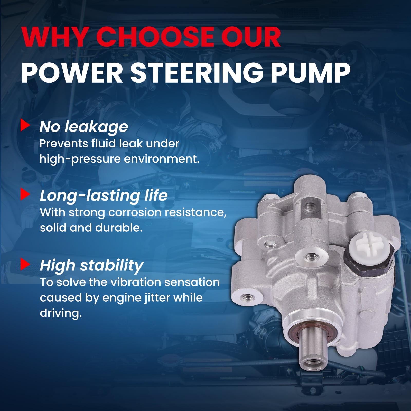 MOCA AUTOPARTS Power Steering Pump Fit for 2001-2007 Chrysler Town & Country & 2001-2007 Chrysler Voyager 3.3L & 2001-2007 Dodge Caravan 3.3L