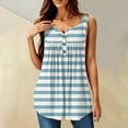 thumbnail image 2 of NAMTYQX Summer Shirts for Women Graphic Sleeveless Plus Size Hip Casual Ruched Relaxed Fit Button Down Shirts for Women Sky Blue Size XL, 2 of 5