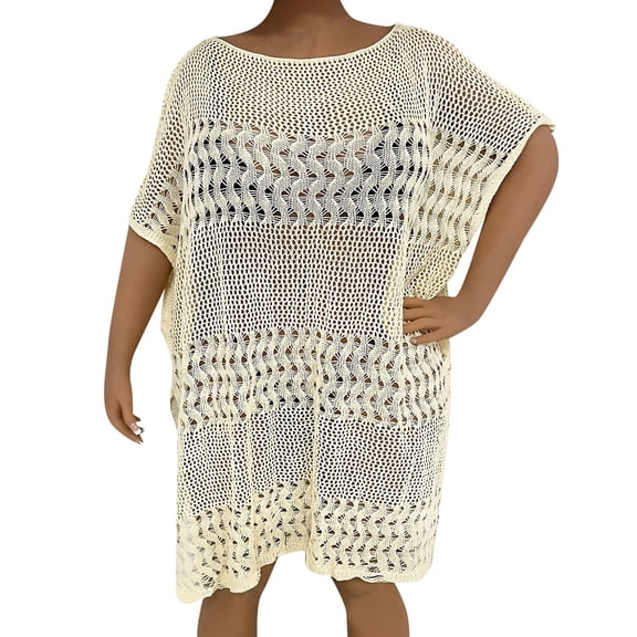 JJHGVB Cover Up swim cover up for women beach vacation clothes for women Casual Beach beach cover ups for women beach wear for women Beach Dress Vacation Coverup for Swimwear Beige 2XL
