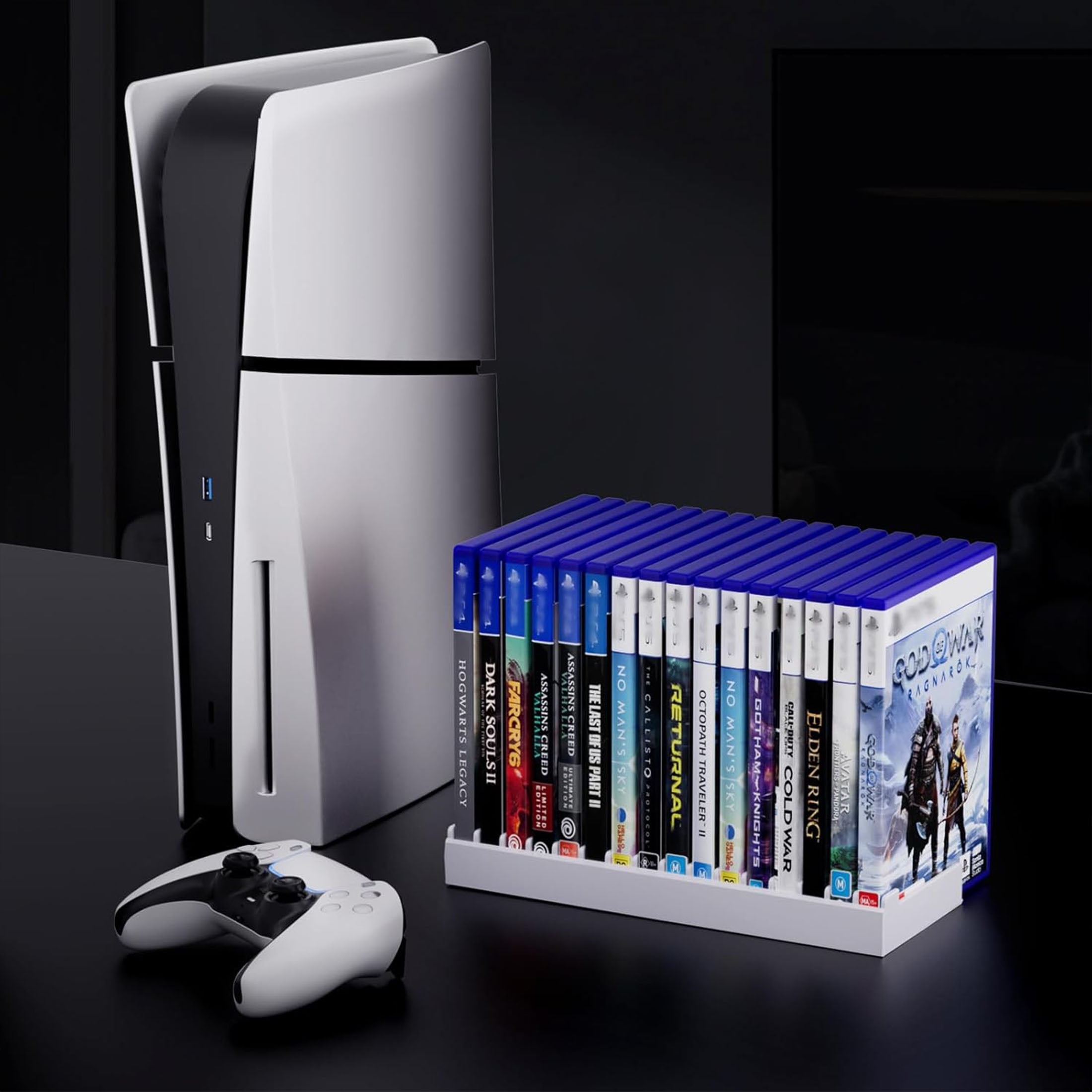 Video Game Storage Stand Tower for PS5/ PS4/ PS3/ Xbox Series S & X/Xbox one Game, Universal Game Disc Holder Vertical Blu Ray Case Organizer