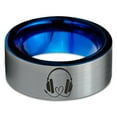thumbnail image 2 of Tungsten Audiophile Audio Music Love Band Ring 8mm Men Women Comfort Fit Blue Flat Cut Brushed Gray Polished, 2 of 4