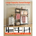thumbnail image 2 of KFFKFF Clothing Garment Rack, Heavy Duty Clothes Rack, 6 Adjustable Tiers Clothes Racks with Steel Frame, 800 lbs Load Capacity Closet Wardrobe with 3 Hanging Rods, 2 of 8