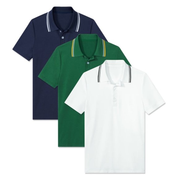 Aideaone 3 Pack Boys' Short Sleeve Polo Shirt School Uniform Pique Polo Shirt Athletic Golf Shirt(6-14)