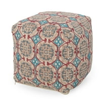 GDF Studio Newalla Boho Handmade Fabric Cube Pouf, Multicolored