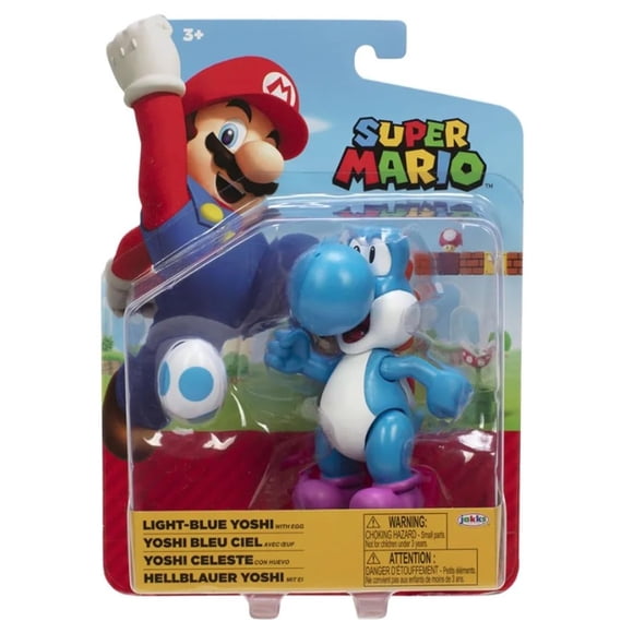 Figura de Acción de Yoshi Azul Claro de 10 cm con Huevo de Super Mario