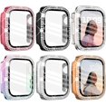 thumbnail image 1 of 6 Pack Crystal Bling Case Compatible with Apple Watch 40mm Case Cover with Screen Protector,Diamond Protective Face Cover Rhinestone Covers Bumper for iWatch Series 7 6 5 4 3 2 1 SE Girl, 1 of 5