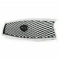 thumbnail image 3 of KOJEM Front Grill Fit for 2014-2017 Infiniti Q50 All Model Bumper Upper Hood Grille Painted + Chrome Black & Silvery, 3 of 12