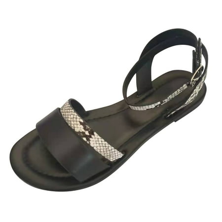 

Sandals For Women Fashion Buckle Strap Open Toe Brelathabe Beach Shoes Black 41