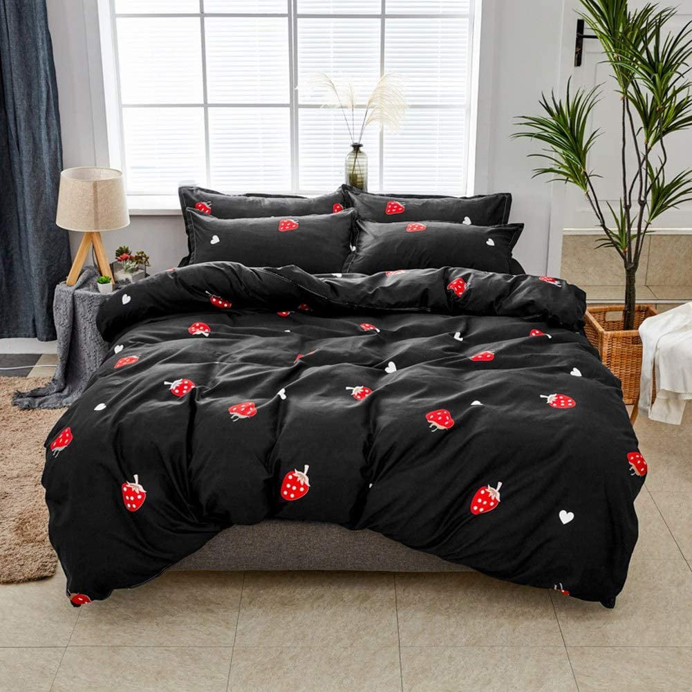 4pcs Duvet Cover Set African American Woman Red Hair with Graffiti Wall King Size 4 Piece Bedding Sets Lightweight Microfiber Bedspread Comforter Cover and Pillowcases for Adult/Children/Teens 