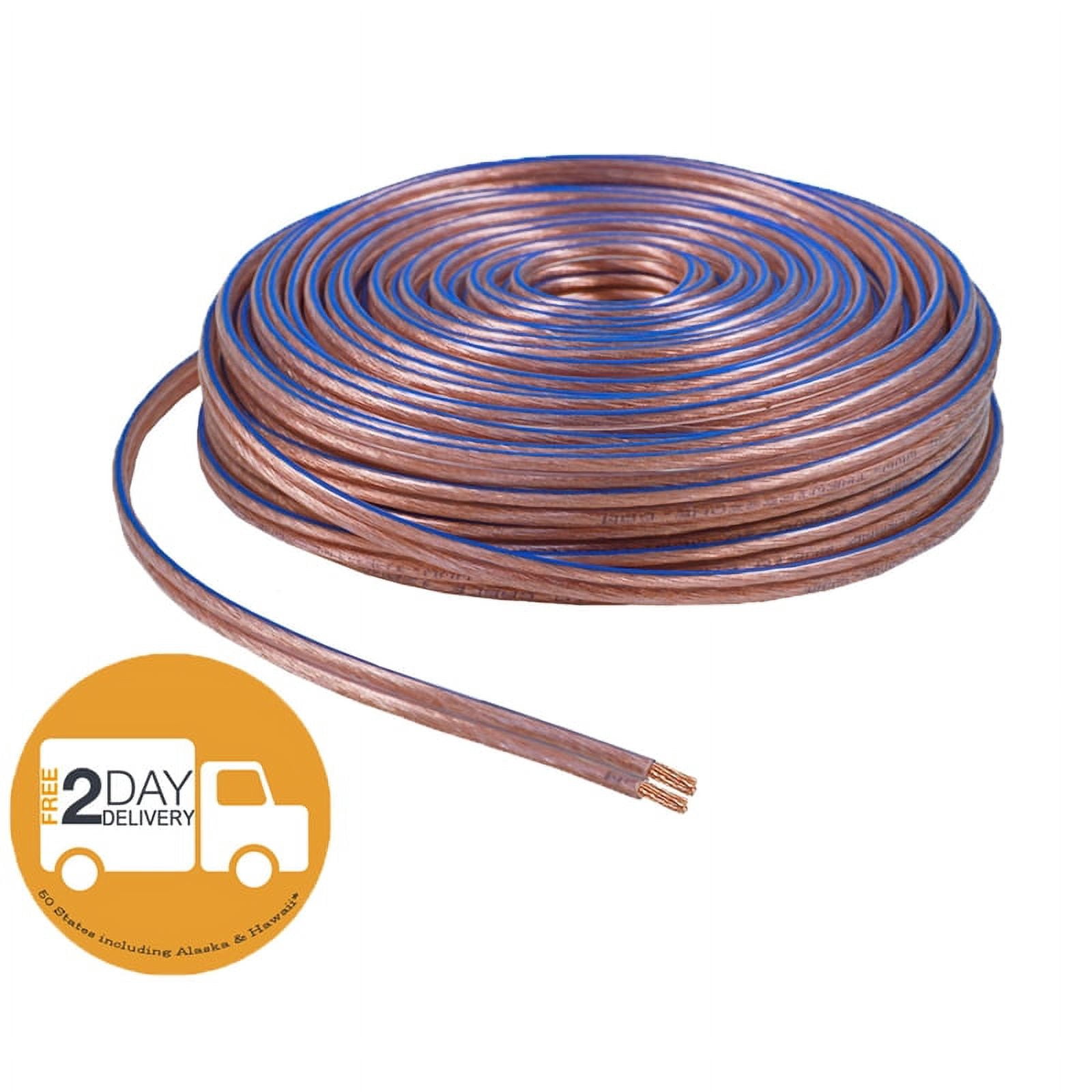 Car Home Audio Speaker Wire Transparent Clear Cable 12AWG 100ft 12/2 Gauge