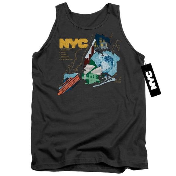 New York City Five Boroughs Adult Tank Top Charcoal