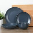 thumbnail image 3 of Gibson Home Queenslane 16 Piece Double Bowl Plates and Bowls Dinnerware Sets - Matte Blue, 3 of 6