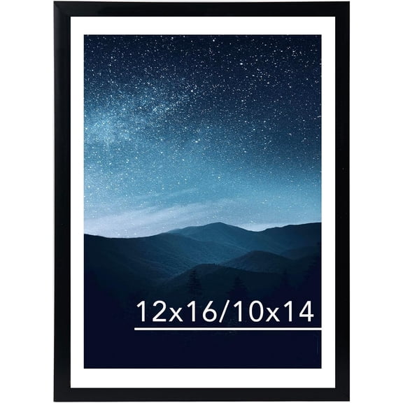 12x16 Black Picture Frame for 30 x 40cm Diamond Painting Art, Display Photo 12 x 16 or 10 x 14 Without Mat, Wall Hanging Large Diamond Painting Frames with Plexiglass