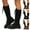 Black, variant on Womens Suede Knee High Boots Lace up Platform Combat Riding Boots Side Zipper Lug Sole Motorcycle Winter Shoes Black 6.5
