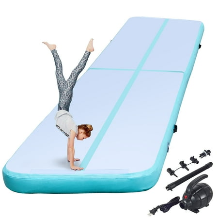 VEVORbrand Air Track  20ft Inflatable Air Track Tumbling Mat with Electric Air Pump  4in Thickness Tumble Track Mats for Gymnastics/Cheerleading/Yoga/Home Use  Tiffany Blue