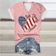 thumbnail image 1 of Fiudx Camisas de Mujer Top de Manga Corta con Cuello En V Estampado Del Día de La Independencia para Mujer Top/Camisa de Manga Corta con Cuello En V, 1 of 3