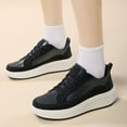 thumbnail image 3 of Mepaouo Womens Platform Sneakers Breathable Lace up Non Slip Walking Running Casual Shoes(Black,6), 3 of 9