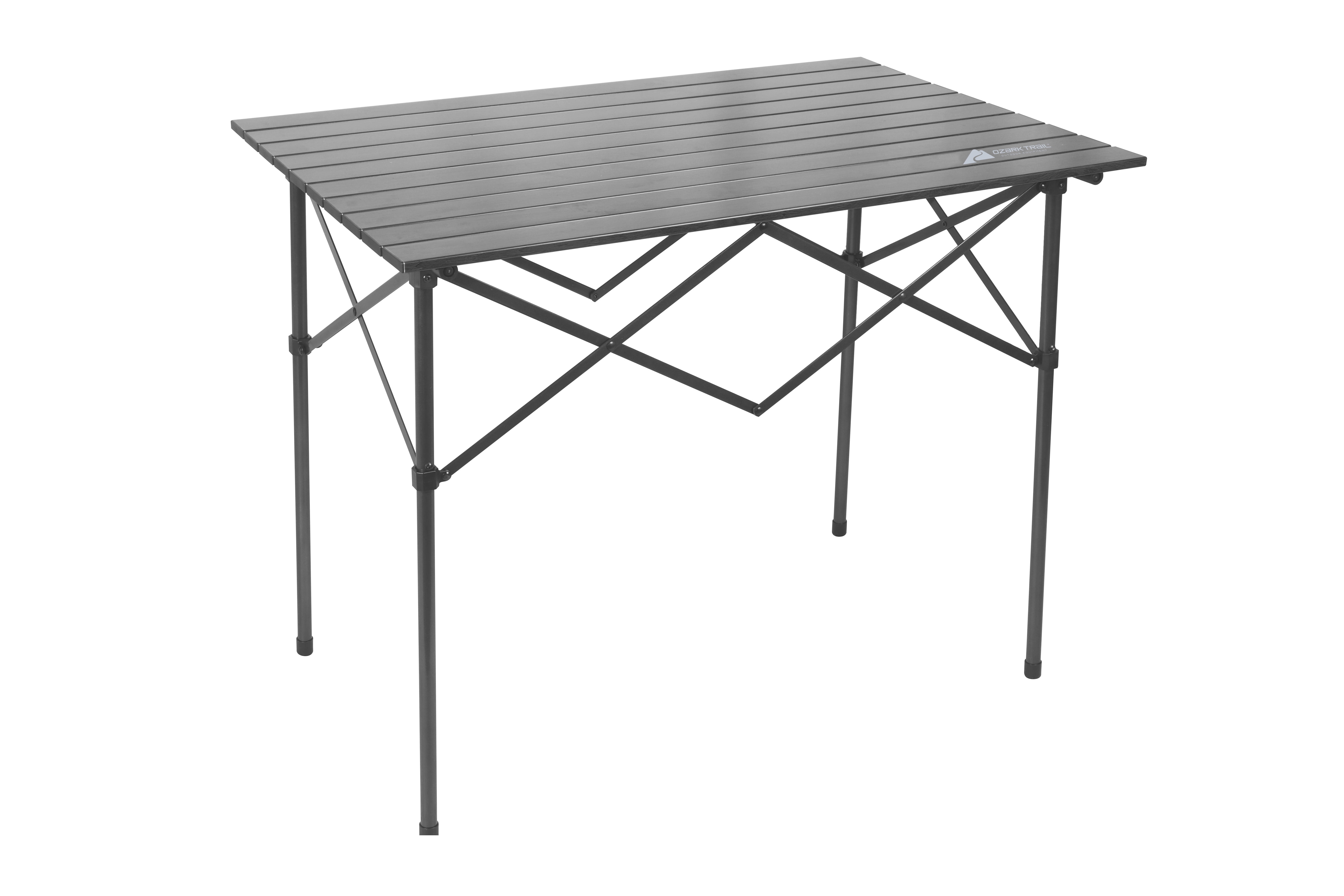 Ozark Trail Hazel Creek Rectangular Folding Aluminum RollTop Table