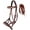 Mahogany Beaded Aztec, variant on Horse Western Black Leather Beaded Bitless Padded Sidepull Bridle Reins 77RS23BK