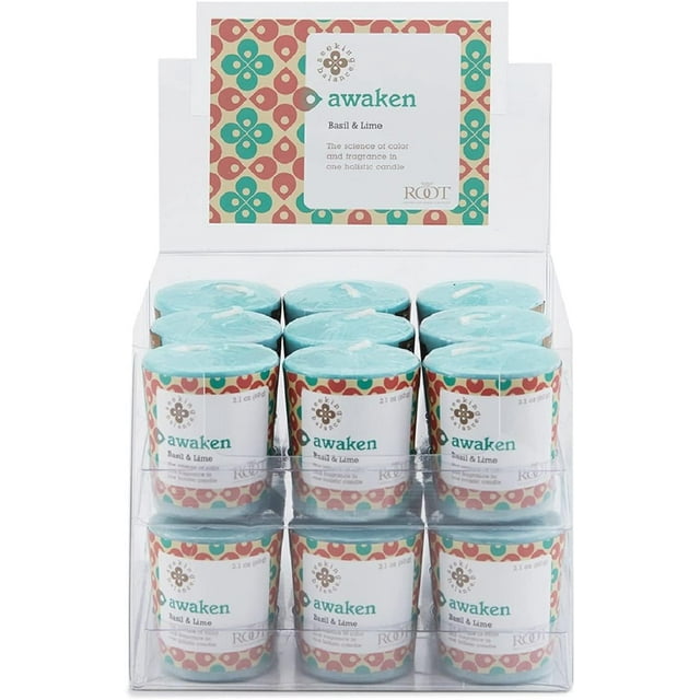 Root Candles Seeking Balance Aromatherapy 20-Hour Votive Candle, Awaken: Basil & Lime