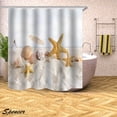 thumbnail image 2 of Spencer Starfish Beach Theme Bathroom Shower Curtain Water Repellent Seashell Conch Shell Fabric Shower Curtain for Bathroom with Hooks, 71" x 71", 2 of 6
