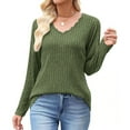 thumbnail image 5 of hotojiny Sweaters for Women Casual Long Sleeve Petal V Neck Lightweight Tunic Pullover Loose Fit Solid Color Knitted Tops, 5 of 6