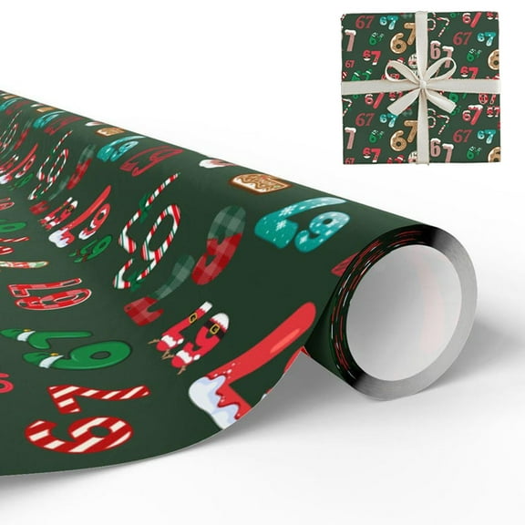 67 Christmas Wrapping Paper, 6 7 meme Wrapping Paper, 67 Meme Funny Teen Holiday Gift Wrap, Santa 67Meme GiftWrap, Unique Six Seven Festive Wrapping Papers