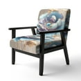 thumbnail image 3 of Designart "Icy Blue and Purple Watercolor Blossom III" Blue Floral & Botanical Upholstered Accent Chair - Traditional Arm Chair For Bedroom, 3 of 5