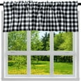 thumbnail image 3 of 2 pack Black and White Buffalo Plaid Café Valances Curains for Kitchen, Thick Rod Pocket Farmhouse Window Treatment Valance Curtains for Window Bathroom, 56 x 16 inch, 3 of 5