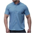 thumbnail image 2 of CHGBMOK Shirts for Men Stretch Wrinkle Free Short Sleeve Texture Shirt Summer Lightweight Button Down Shirts for Beach Vacation L-6XL, 2 of 5