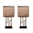 thumbnail image 1 of Designer table lamp, Decorative Metal Table Lamp with Gold Modern Stand and Brown Silk Lampshade 17 Inch, Unique Lamp for Home Decor Living Room or Bedroom, 1 of 1