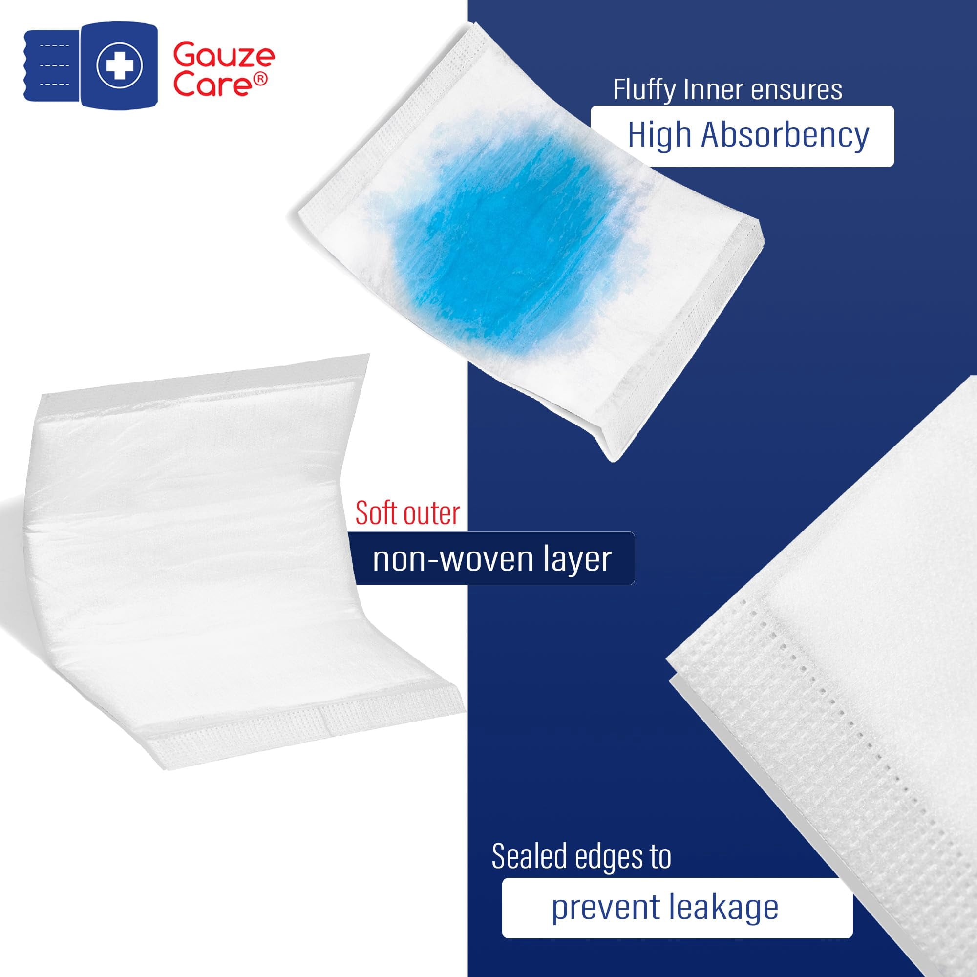 Gauze Care Abdominal Pads, 40 Count, 8"x10" Sterile, Extra Absorbent, Non-Stick, for Heavy Wounds and First Aid Kits