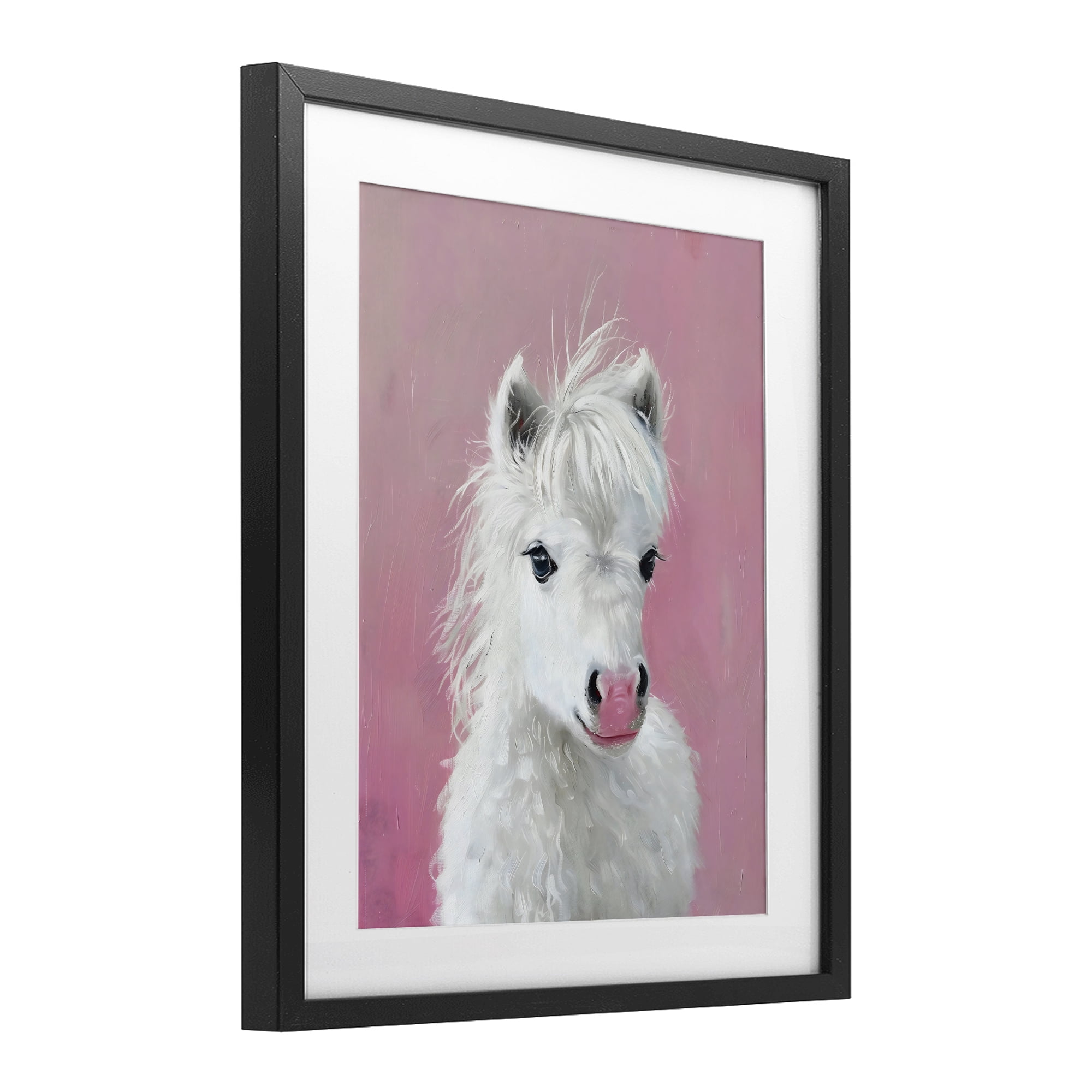 Stupell Industries Gentle White Pony Black Framed Print Under Glass, design by The Prints Vibe