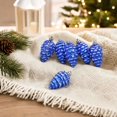 thumbnail image 6 of ZENVIVE Glittered Pinecone Christmas Ornaments, Set of 6 with Gold Caps and Hanging Loops, Festive Holiday Xmas Tree Party Home Indoor Display, Blue Glitter, 6 of 6